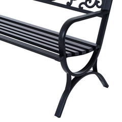 Outsunny 2 Seater Metal Garden Bench Garden Park Porch Chair Outdoor Patio Loveseat Seat Black