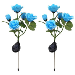 Solar Lights Artificial Flower Rose LED Lighting Stake Waterproof With  2V/150MA Solar Panel Outdoor Garden Decorative Lighting