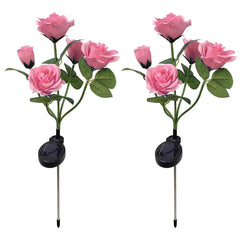 Solar Lights Artificial Flower Rose LED Lighting Stake Waterproof With  2V/150MA Solar Panel Outdoor Garden Decorative Lighting